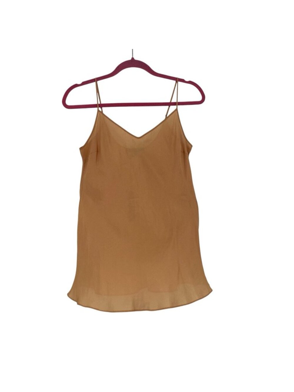 Beautiful People 100% Silk V Neck Camisole Size Small Tan Brown